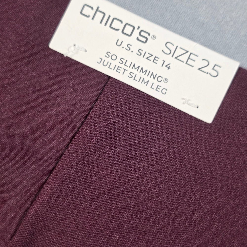 Chicos So Slimming 360 Juliet Ankle Pant Deep Raisin Burgundy 2.5R US‎ 14 NEW - Picture 9 of 13